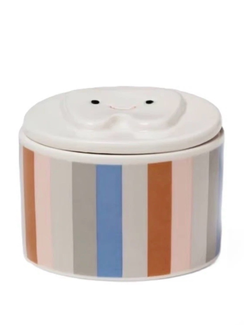 New Pillowfort Kids' Ceramic Tooth Lid & Striped Jar Small Container 3"x3”x2”